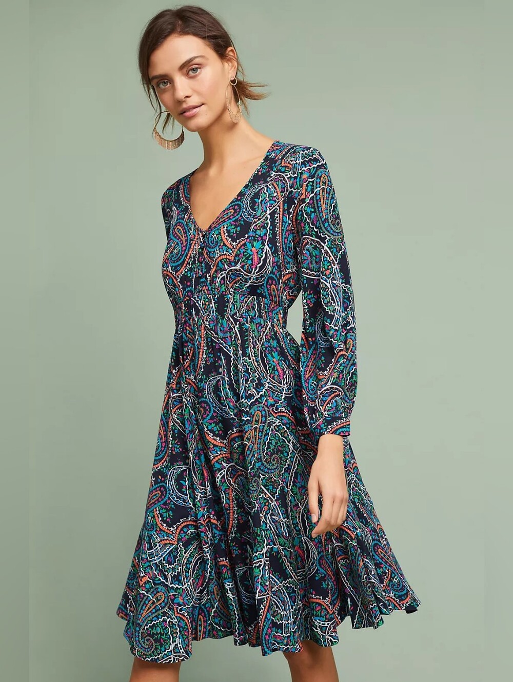 🌸 MAEVE Anthropologie Paisley Preloved Floral V-Neck Mini Dress 🌸 Size Small
